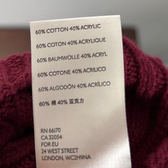 Free People Burgundy Turtleneck Oversized Chunky Knit Sweater Women’s XS - Picture 8 of 8